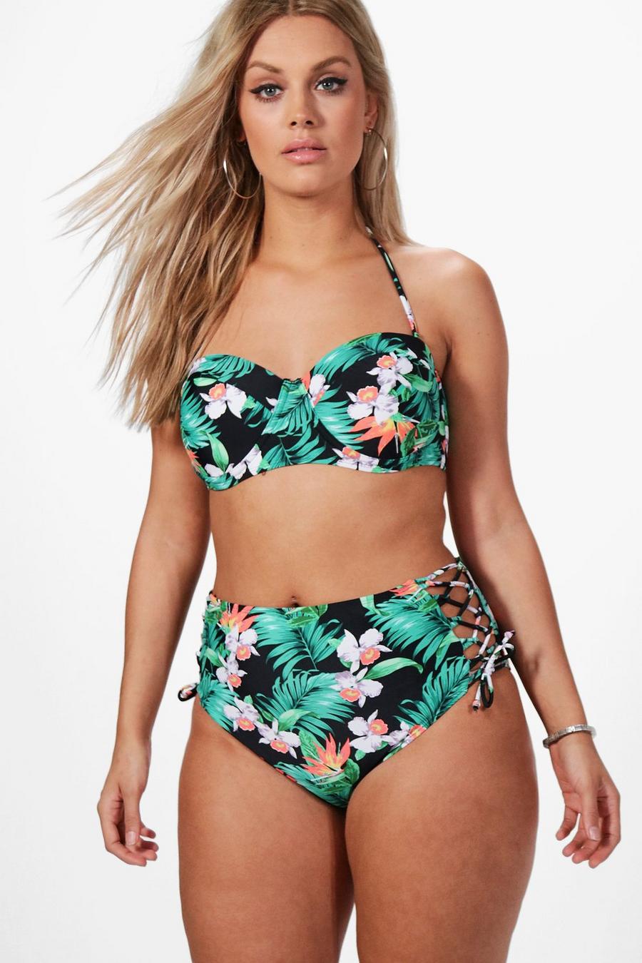 Multi Plus - Bikini med hög midja och blommönster image number 1