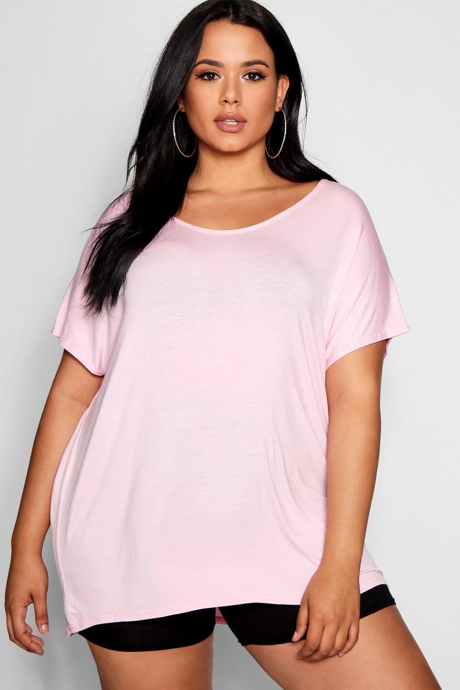 Powder pink Plus - T-shirt i oversize-modell image number 1