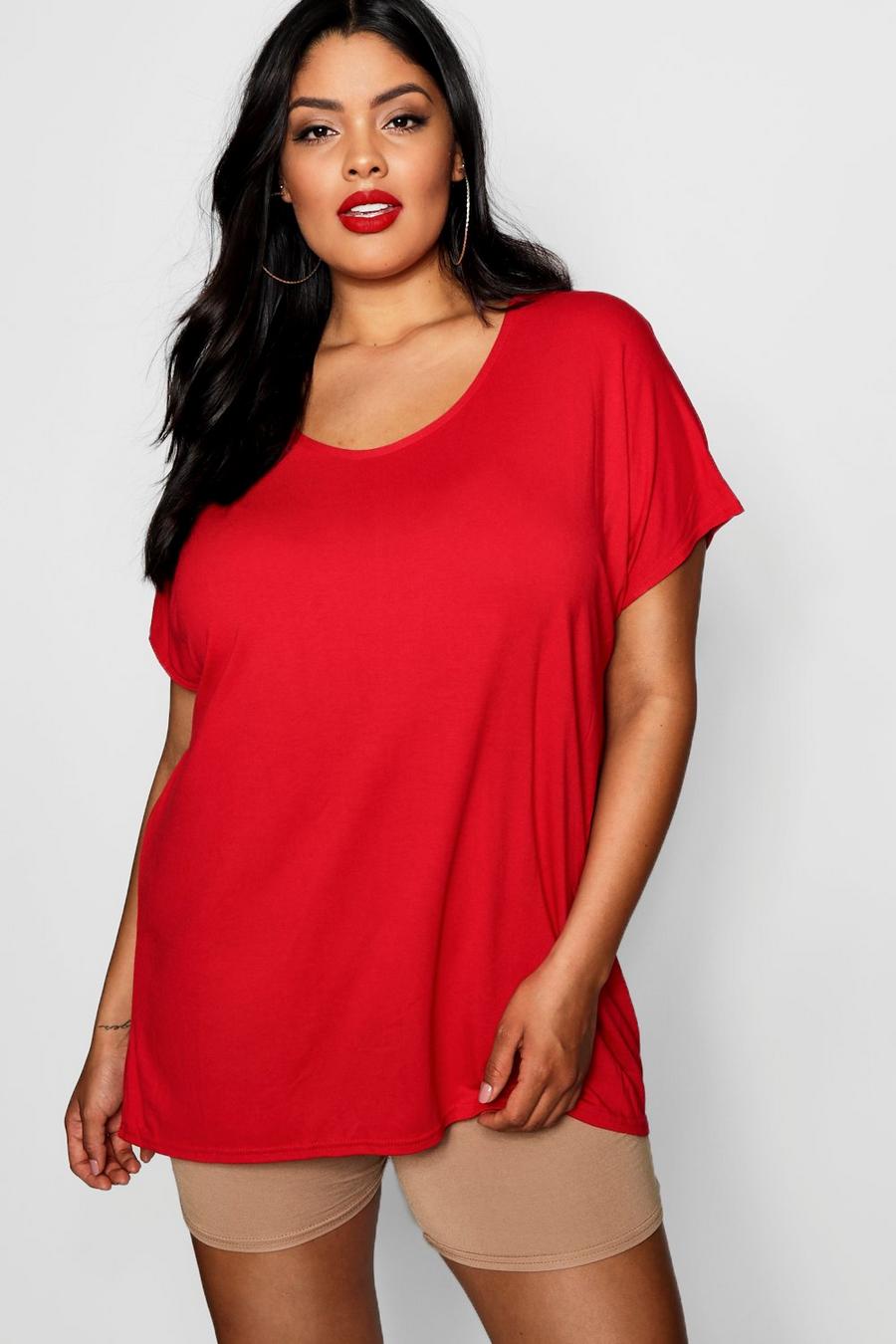 Red Plus Oversized T-Shirt image number 1