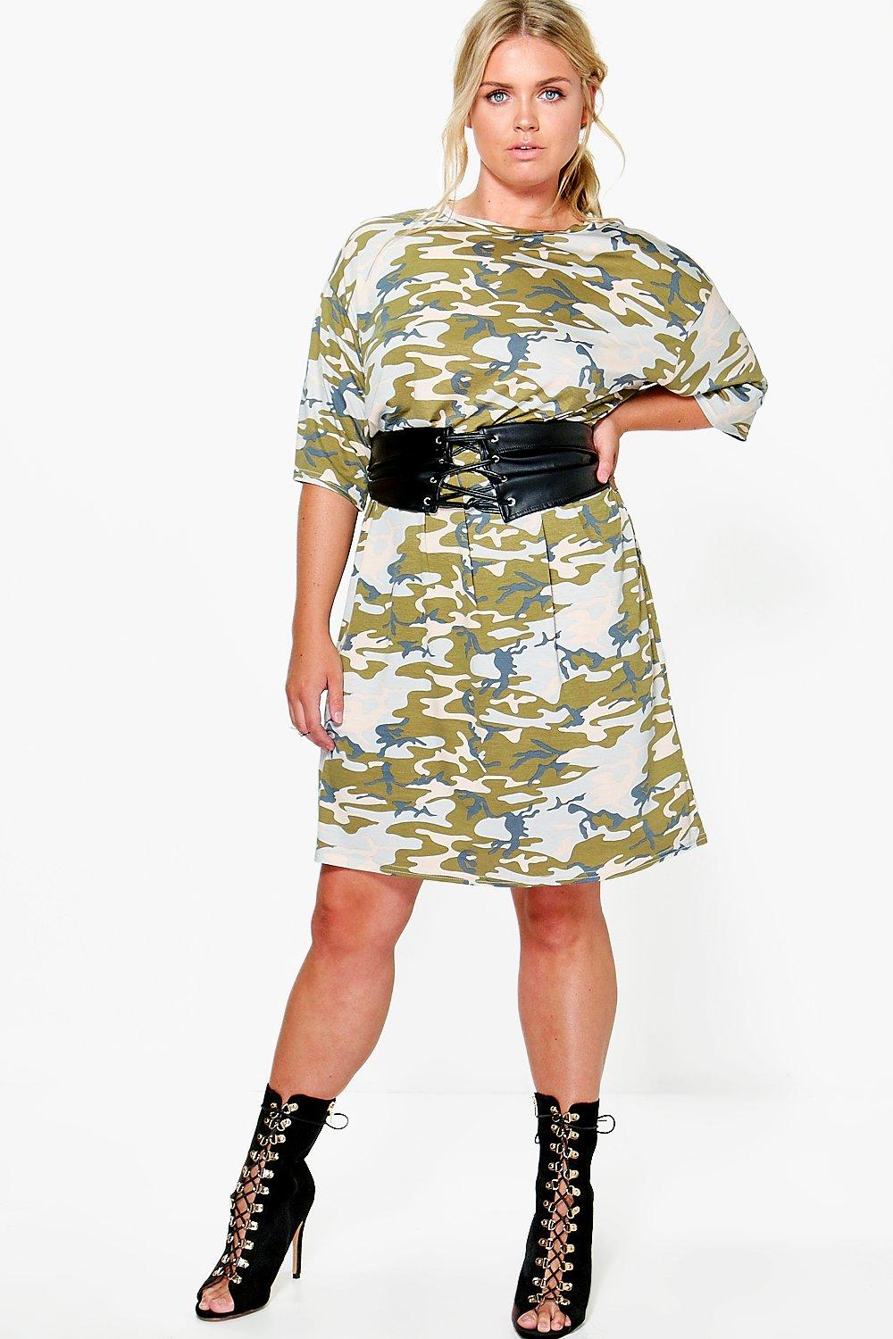 Camo t shirt outlet dress plus size