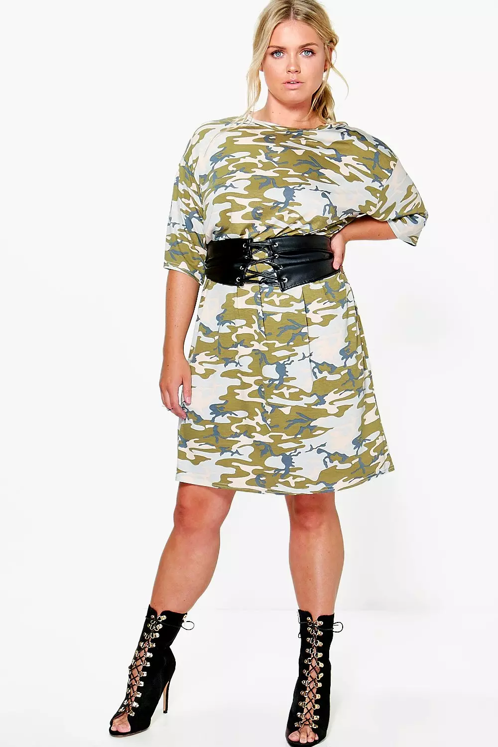 Plus size camo shirt dress best sale