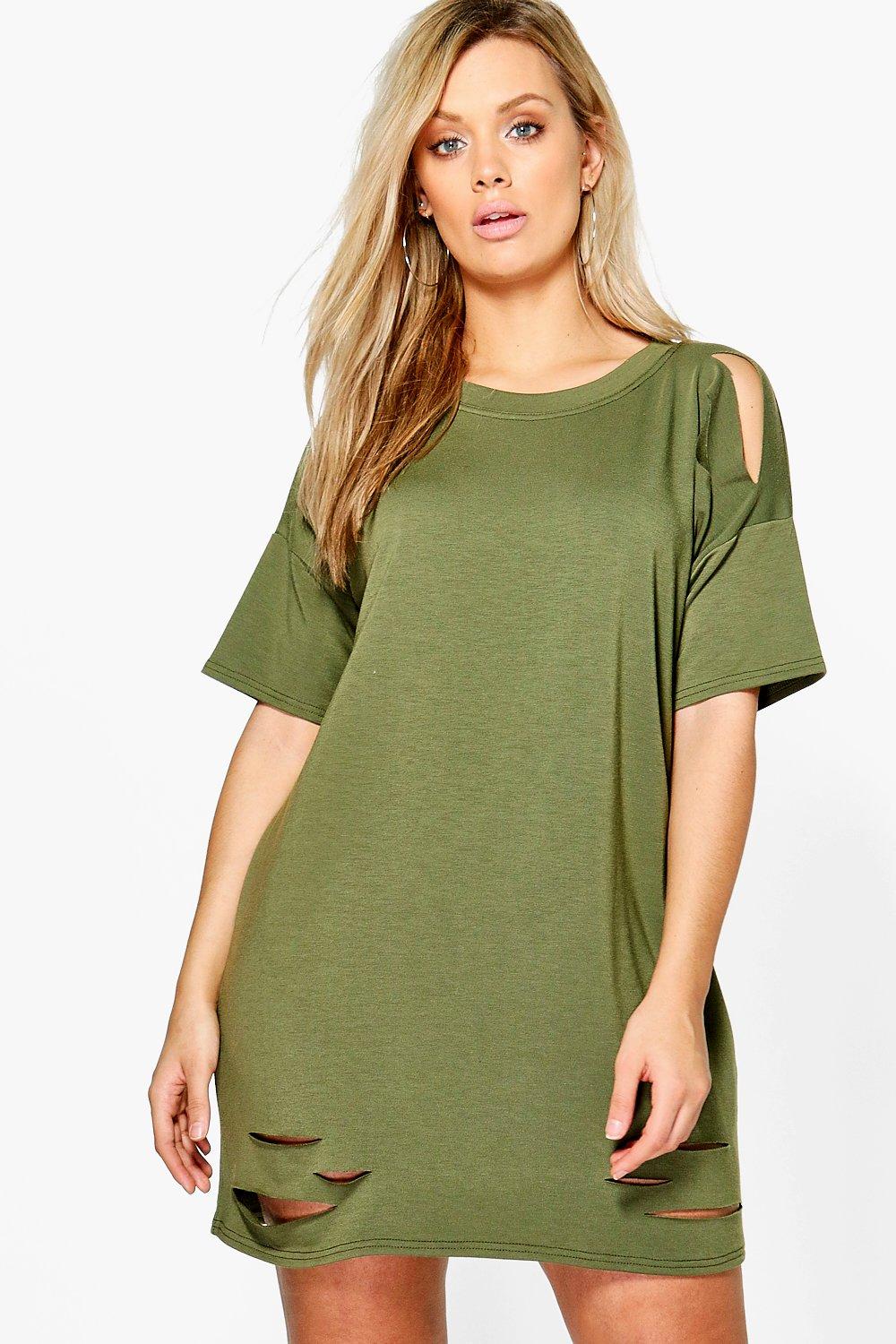 plus size distressed t shirt dress