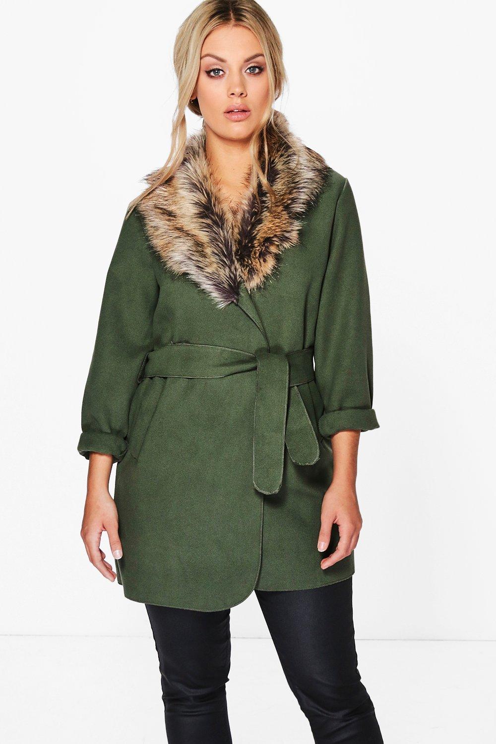 fur collar wrap coat