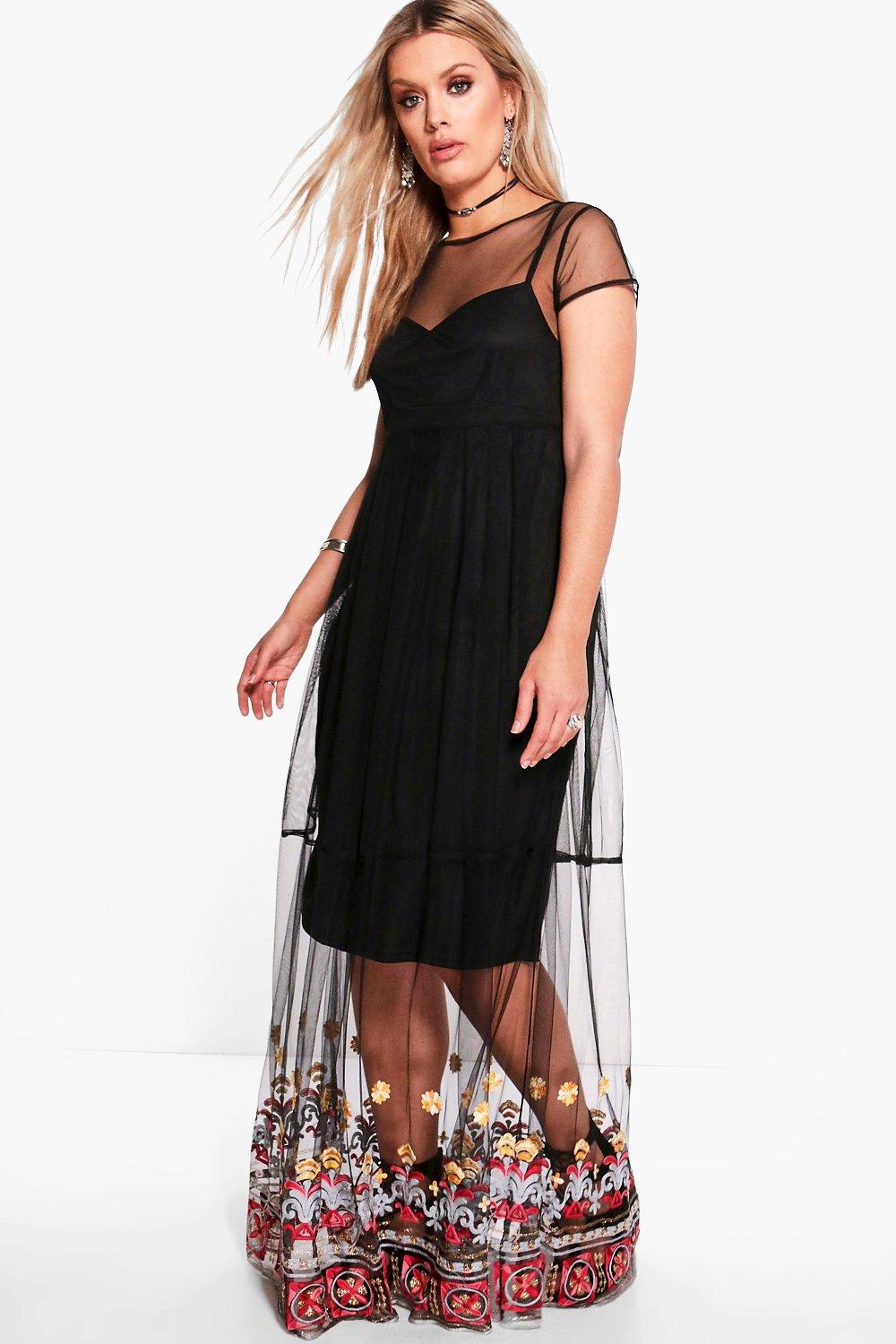 Mesh embroidered maxi on sale dress