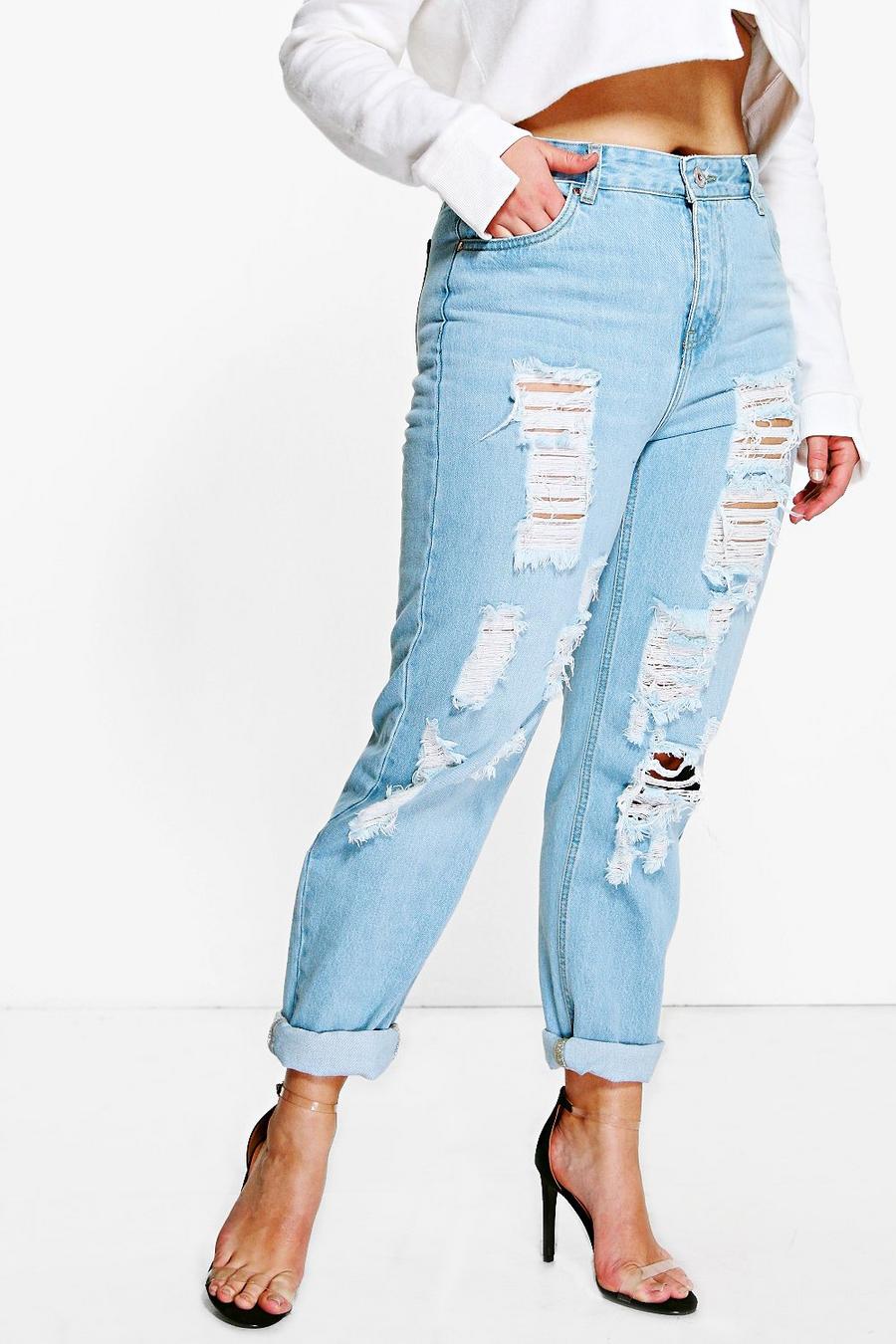 Plus Hollie Mom-Jeans mit extremen Rissen image number 1