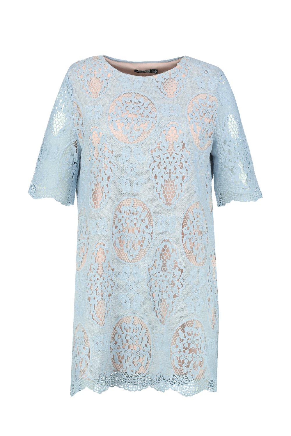 Plus all over store lace shift dress