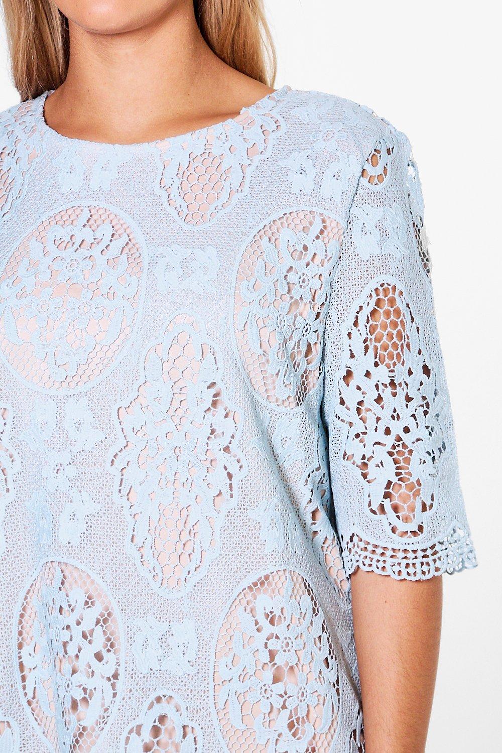 plus all over lace shift dress