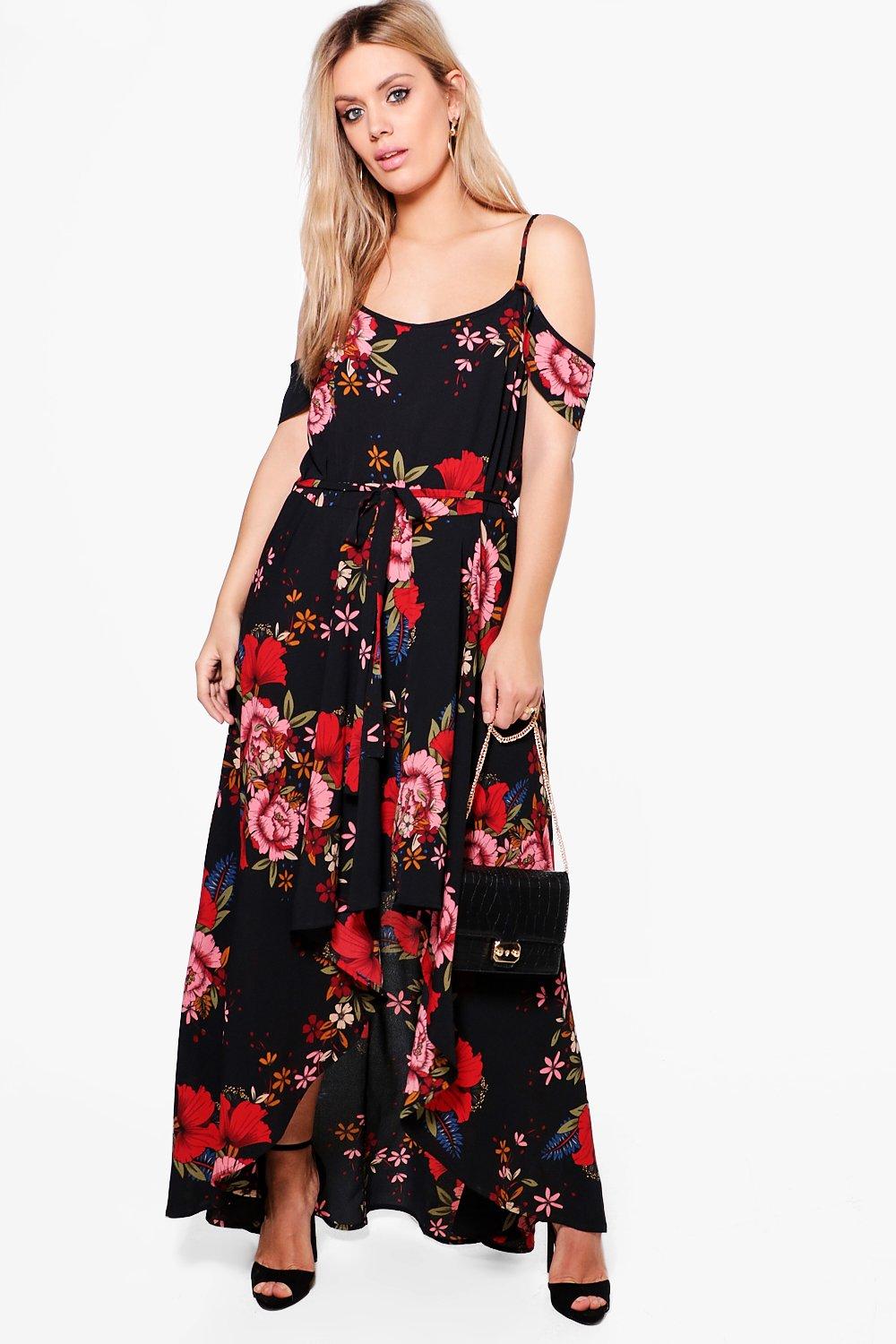 boohoo floral 2 in 1 maxi dress