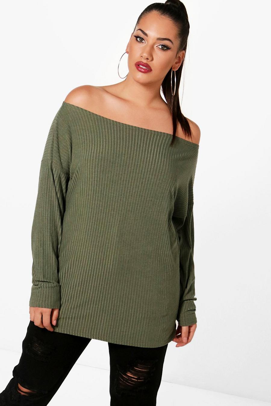 Plus Off The Shoulder Knitted Sweater image number 1
