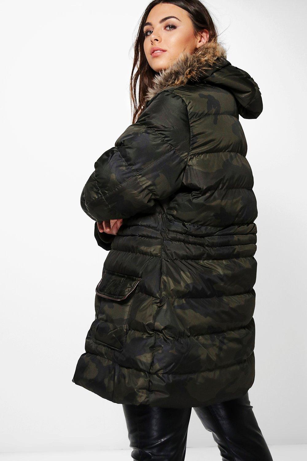 camo parka fur hood