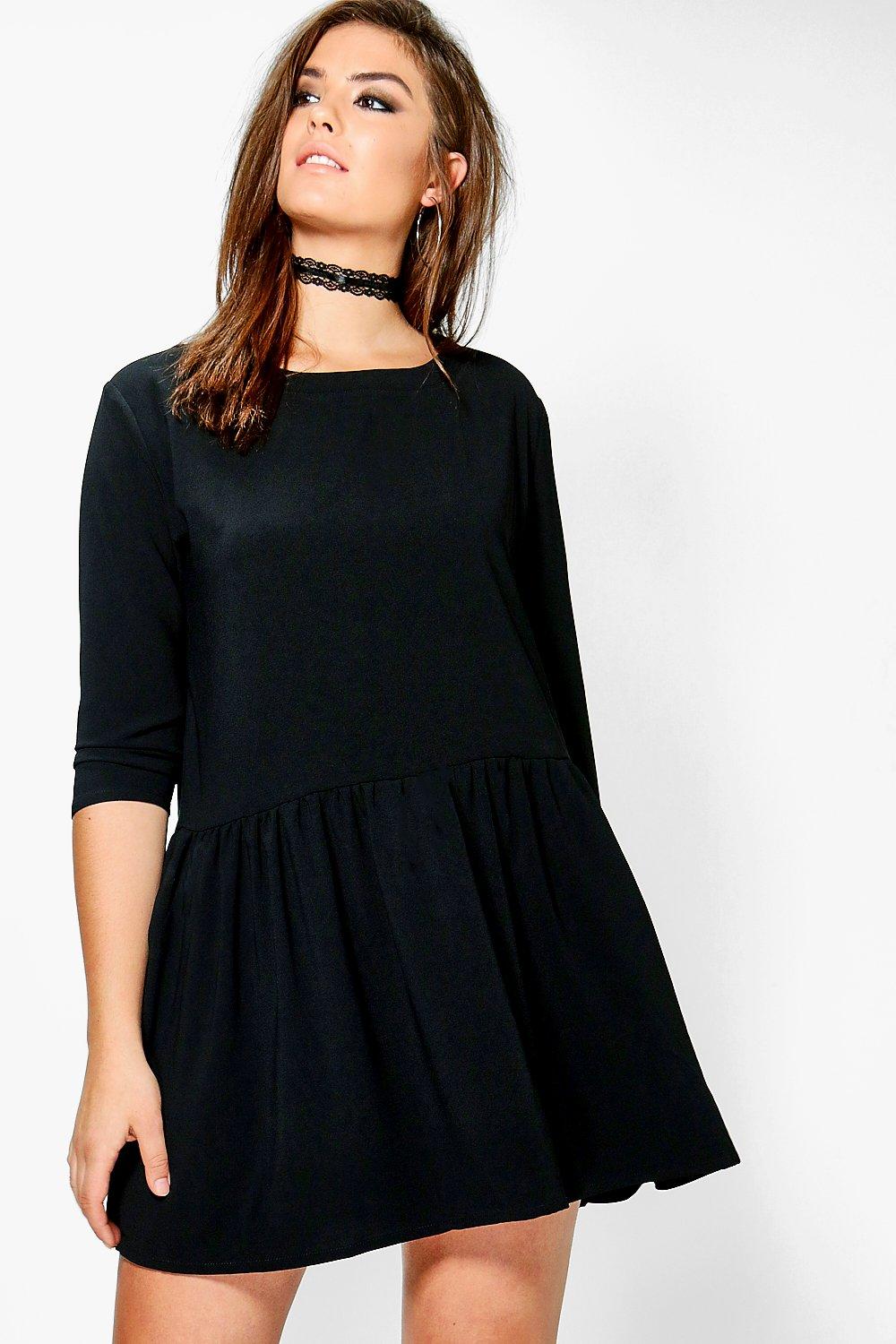 black dress with frill at bottom