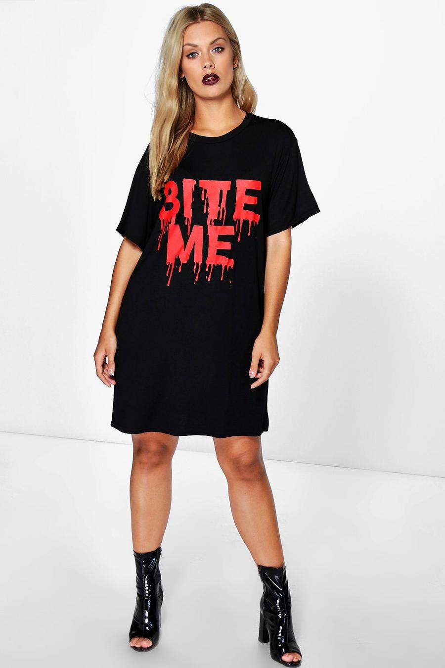 Plus Lexi Halloween T-Shirt-Kleid mit Slogan, Schwarz image number 1