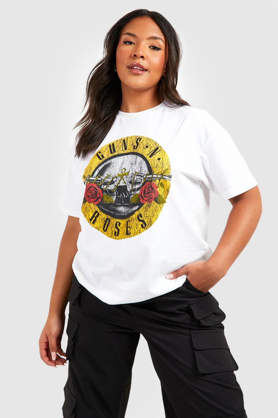 White vit Plus -  Licensierad t-shirt med Guns N Roses-motiv