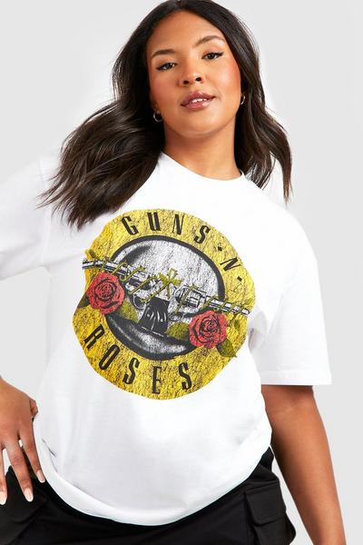boohoo white Plus  Guns N Roses Band T-Shirt