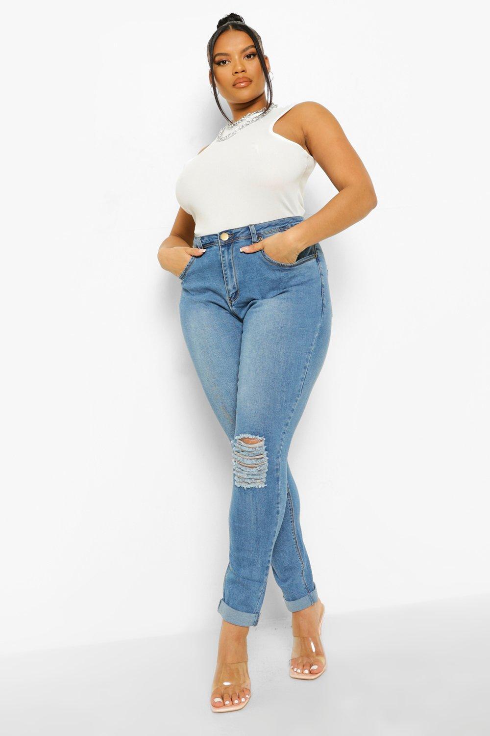 ripped stretch skinny jeans womens