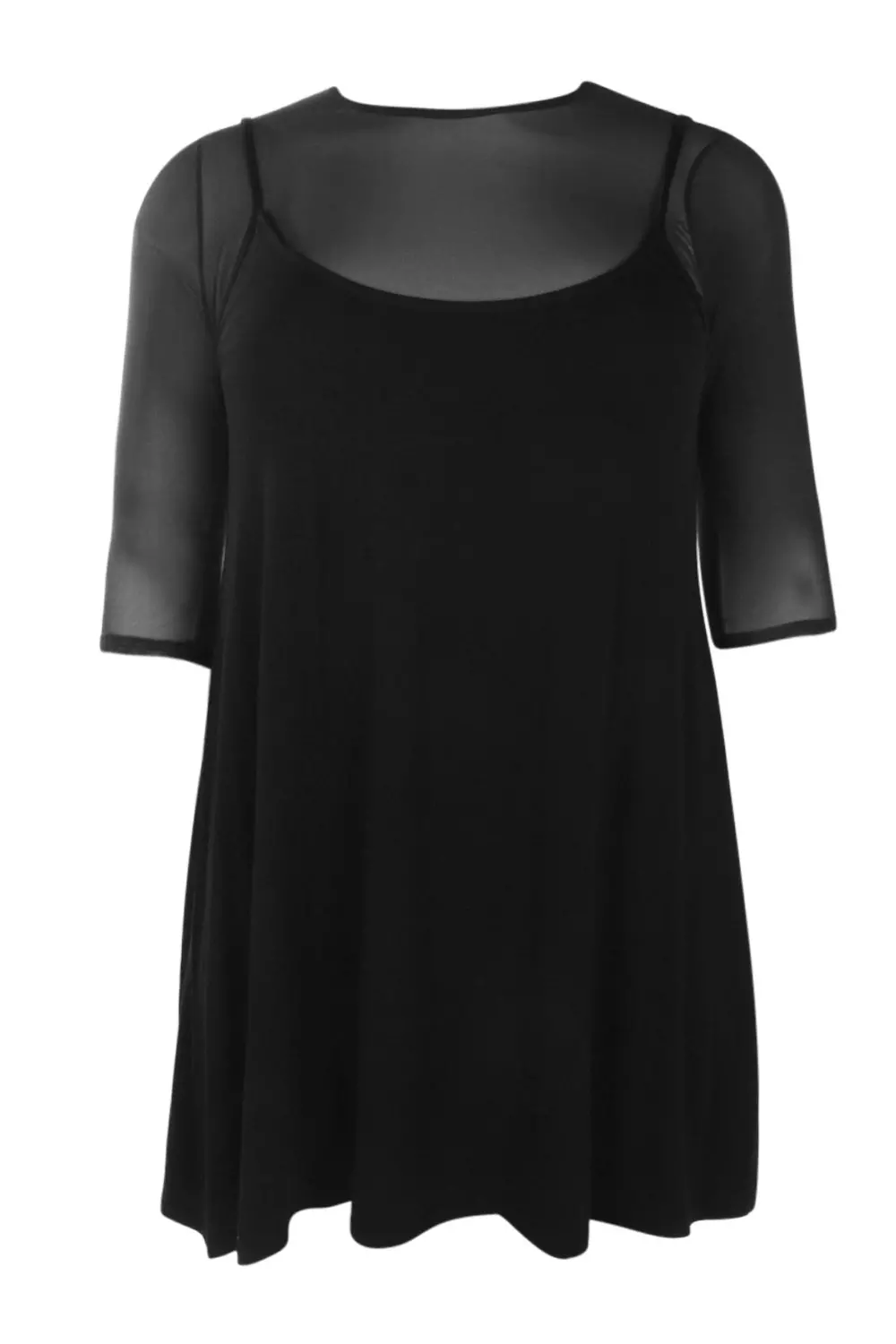 Black Plus Mesh 2 In 1 Cami Dress alternative image