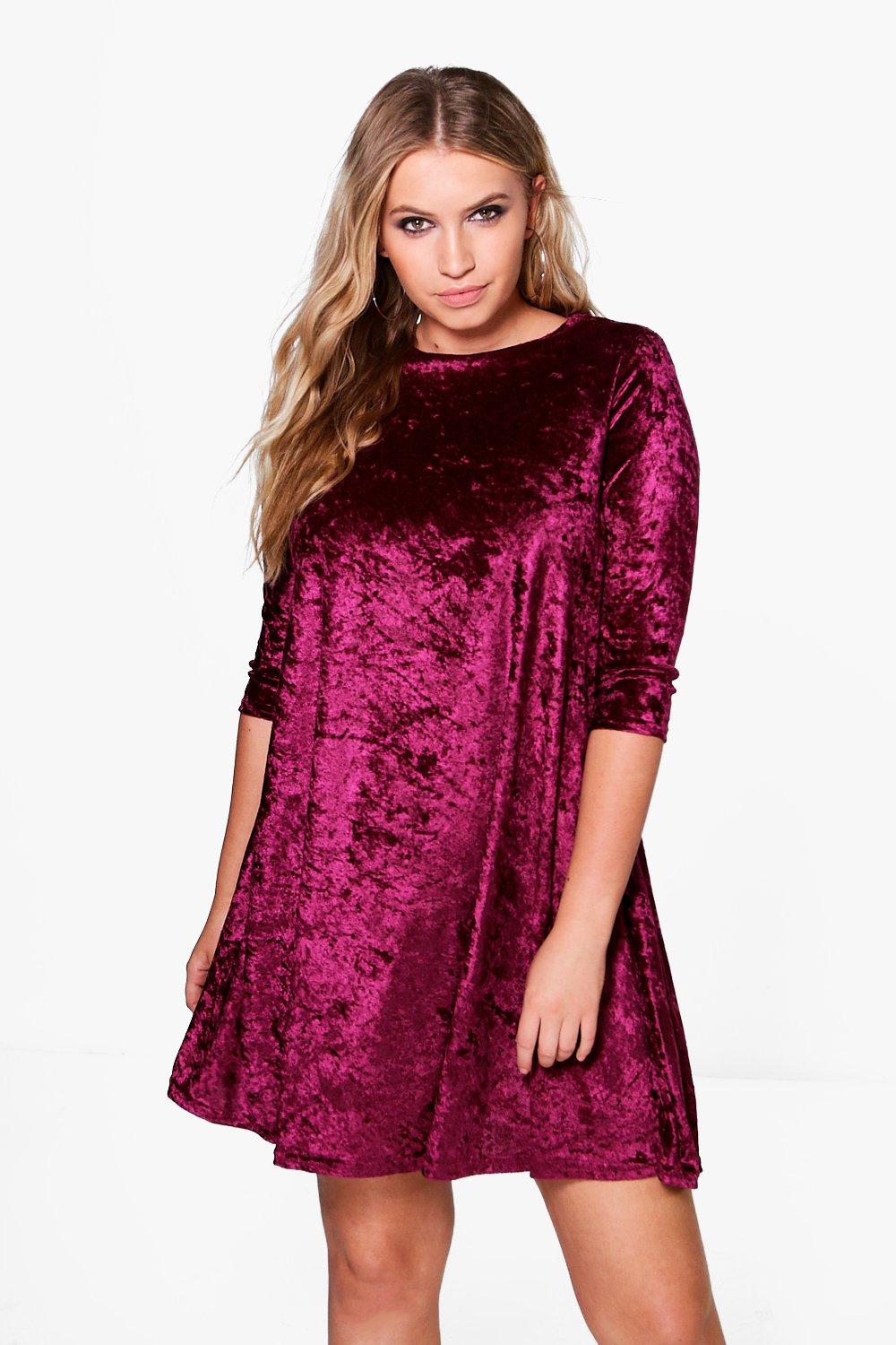 plus size velvet swing dress