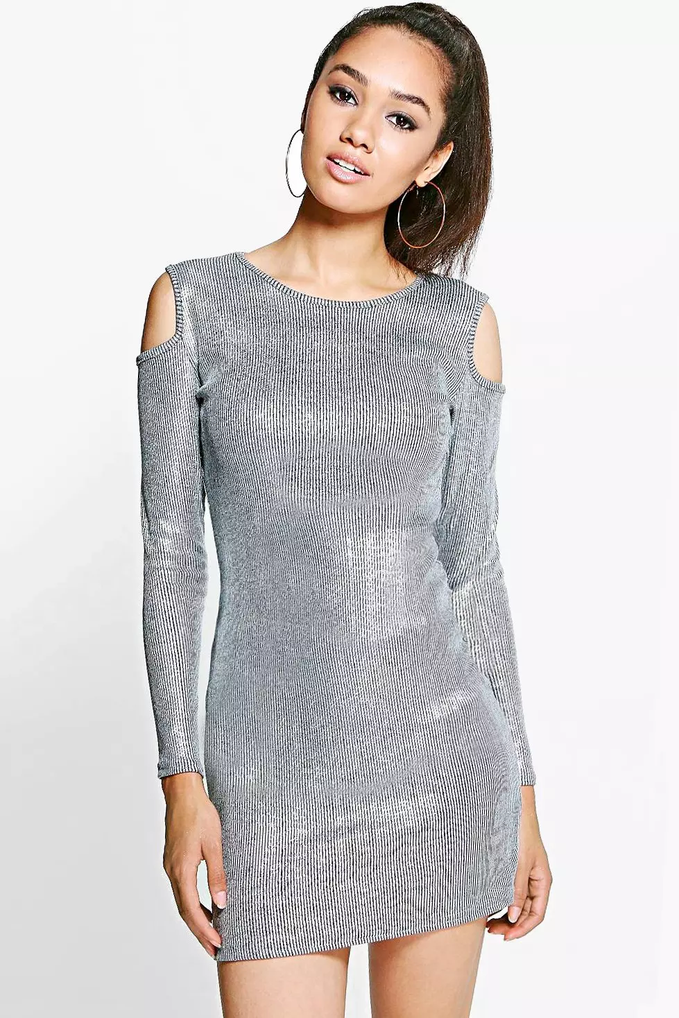 Silver cold clearance shoulder dress