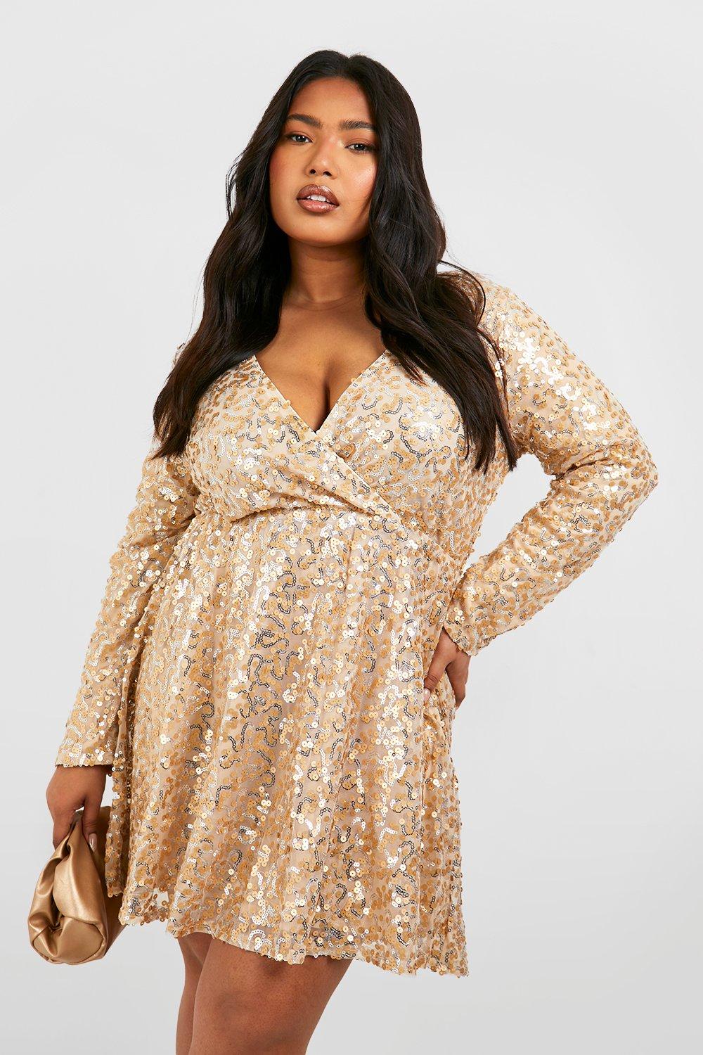 boohoo plus sequin dress