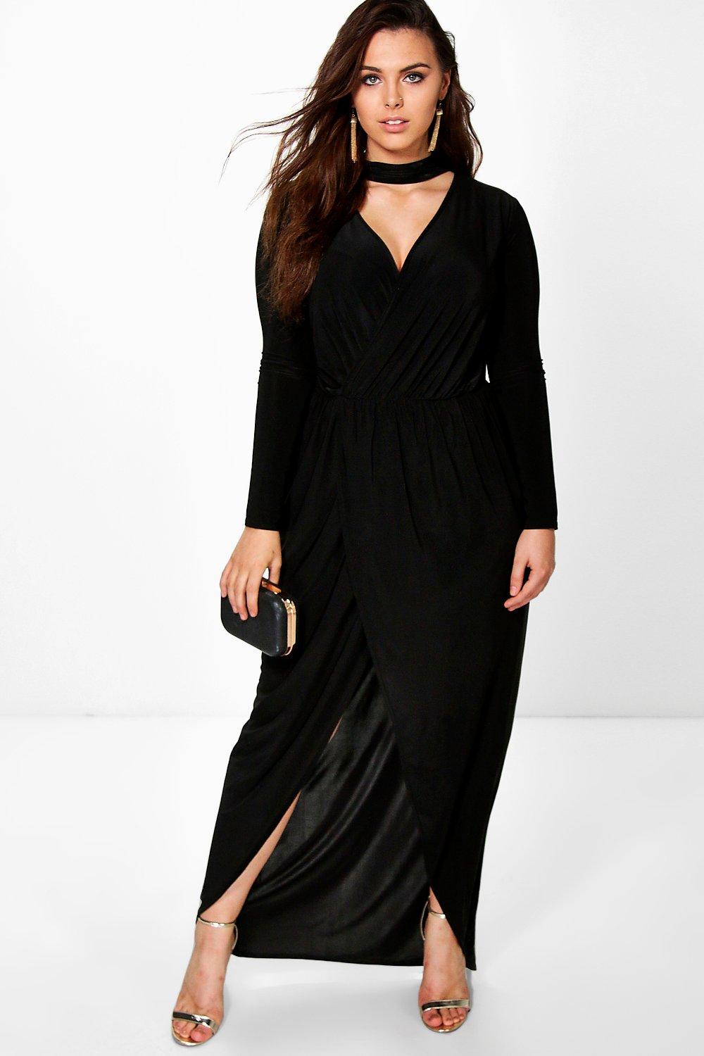 black choker maxi dress