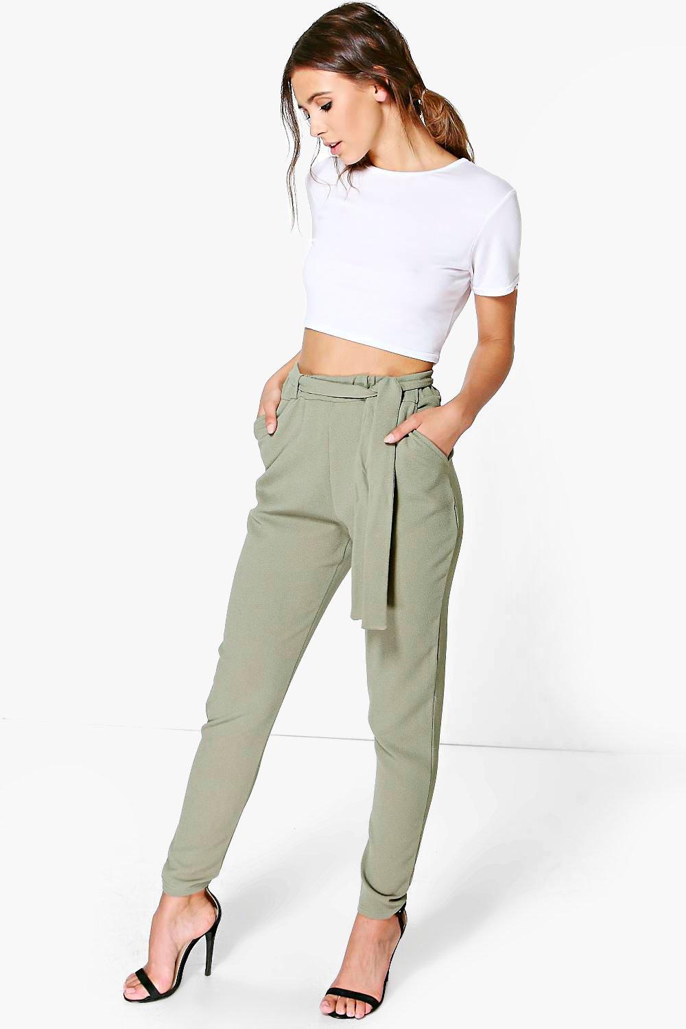 tapered tie waist trousers
