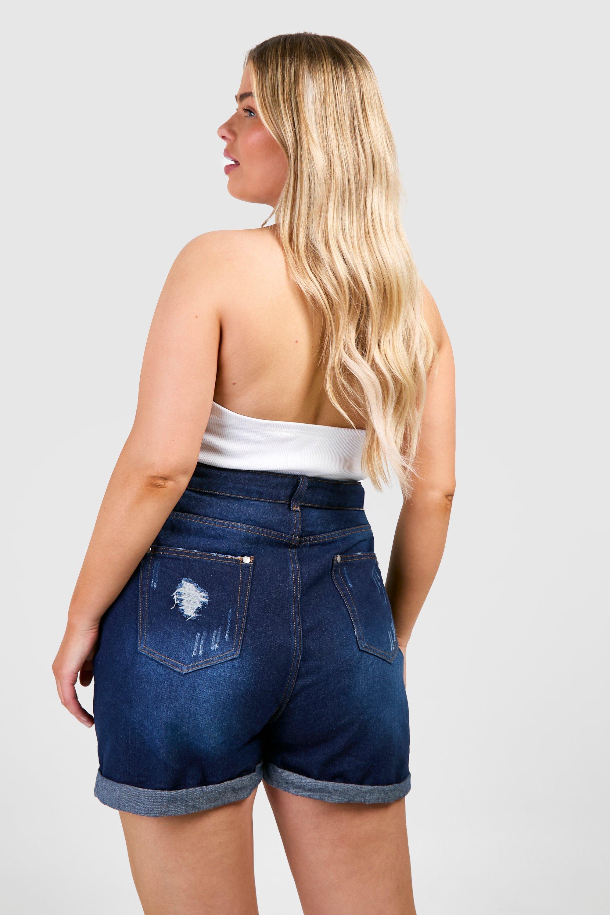 Women's Plus Turn Up Denim Short