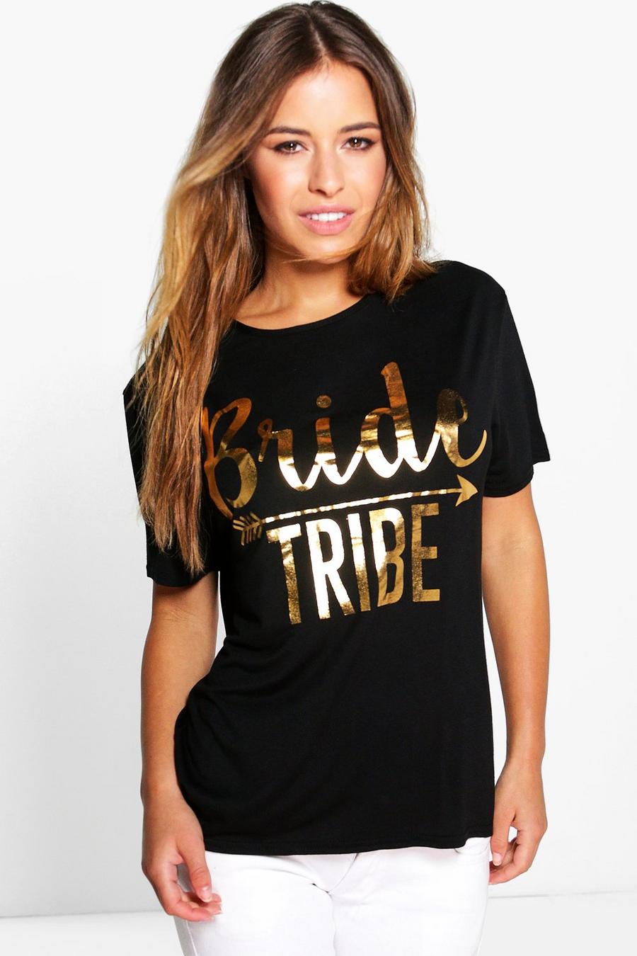 Petite Corine T-Shirt mit 'Bride Tribe'-Slogan, Schwarz image number 1