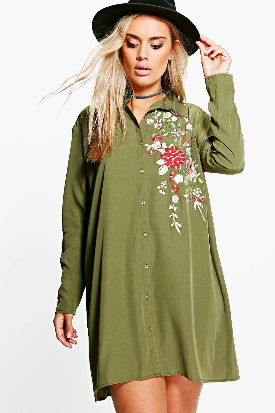 Plus Carey Embroidered Shirt Dress image number 1