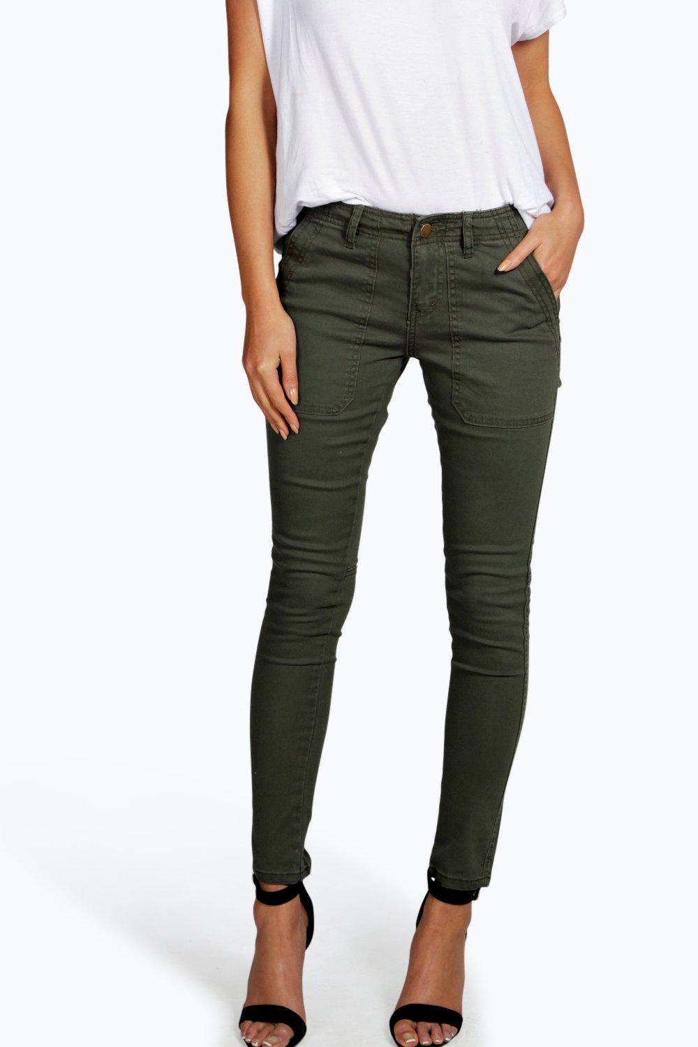 khaki utility skinny jeans