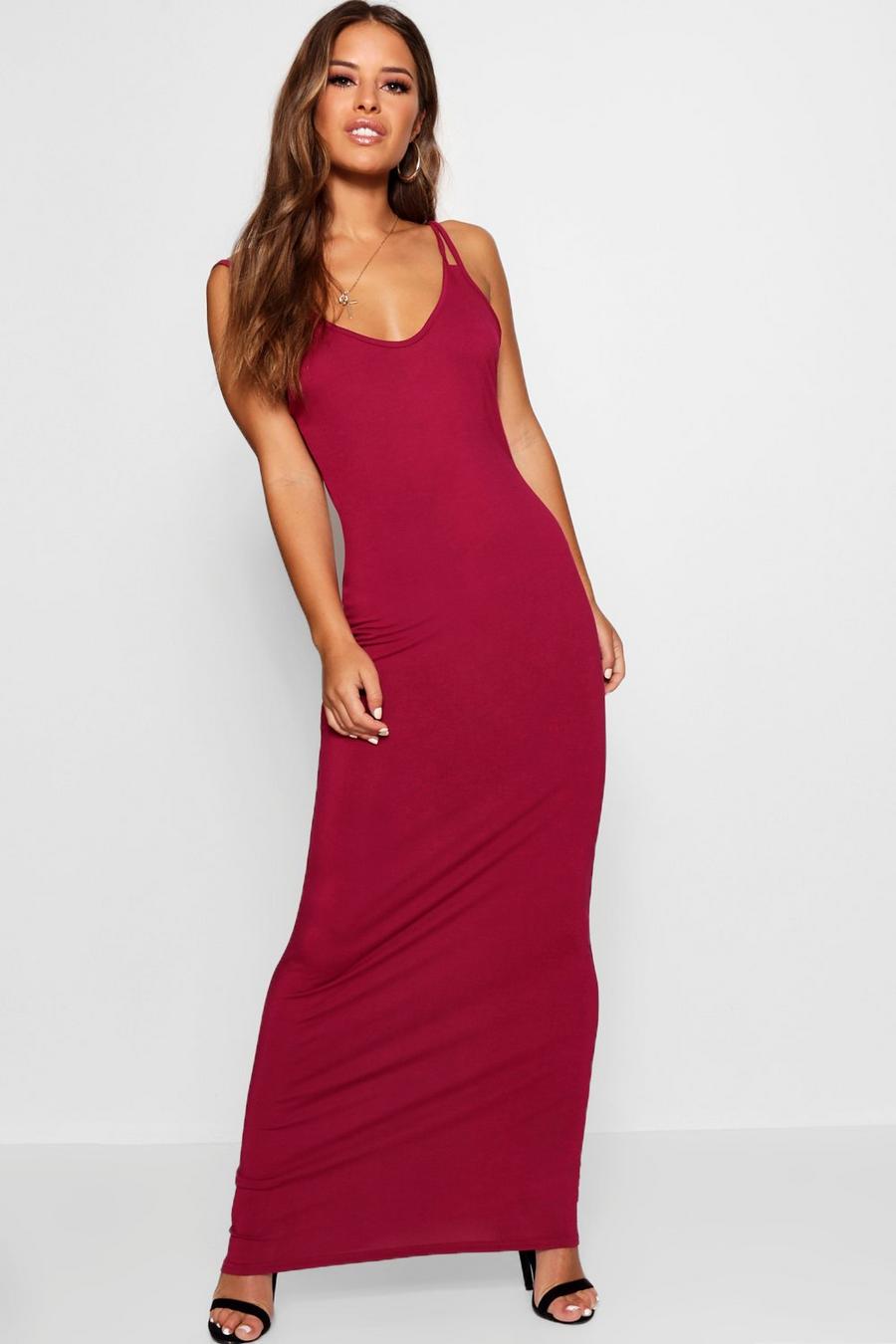 Berry Petite Strappy Basic Maxi Dress image number 1