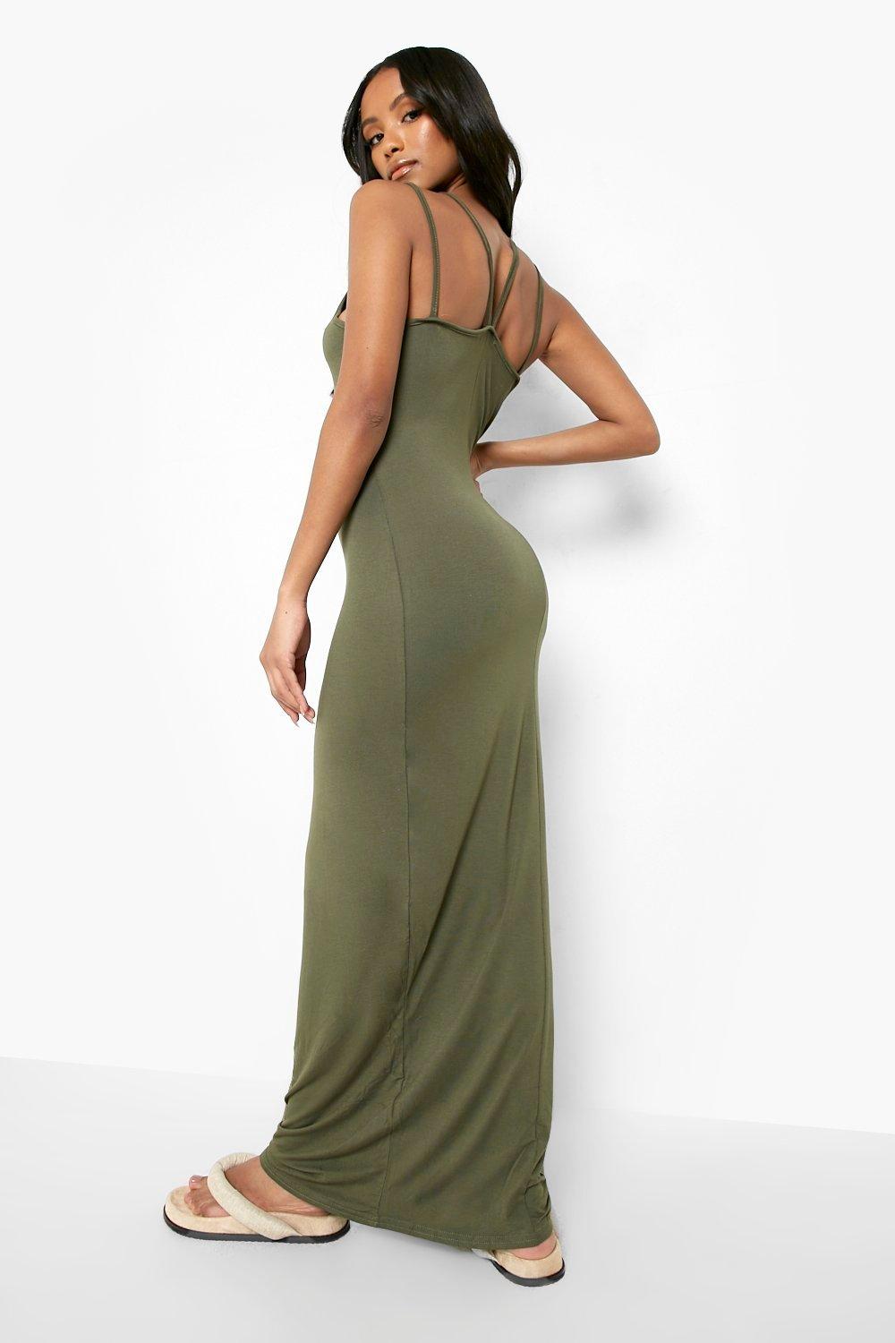 boohoo khaki maxi dress