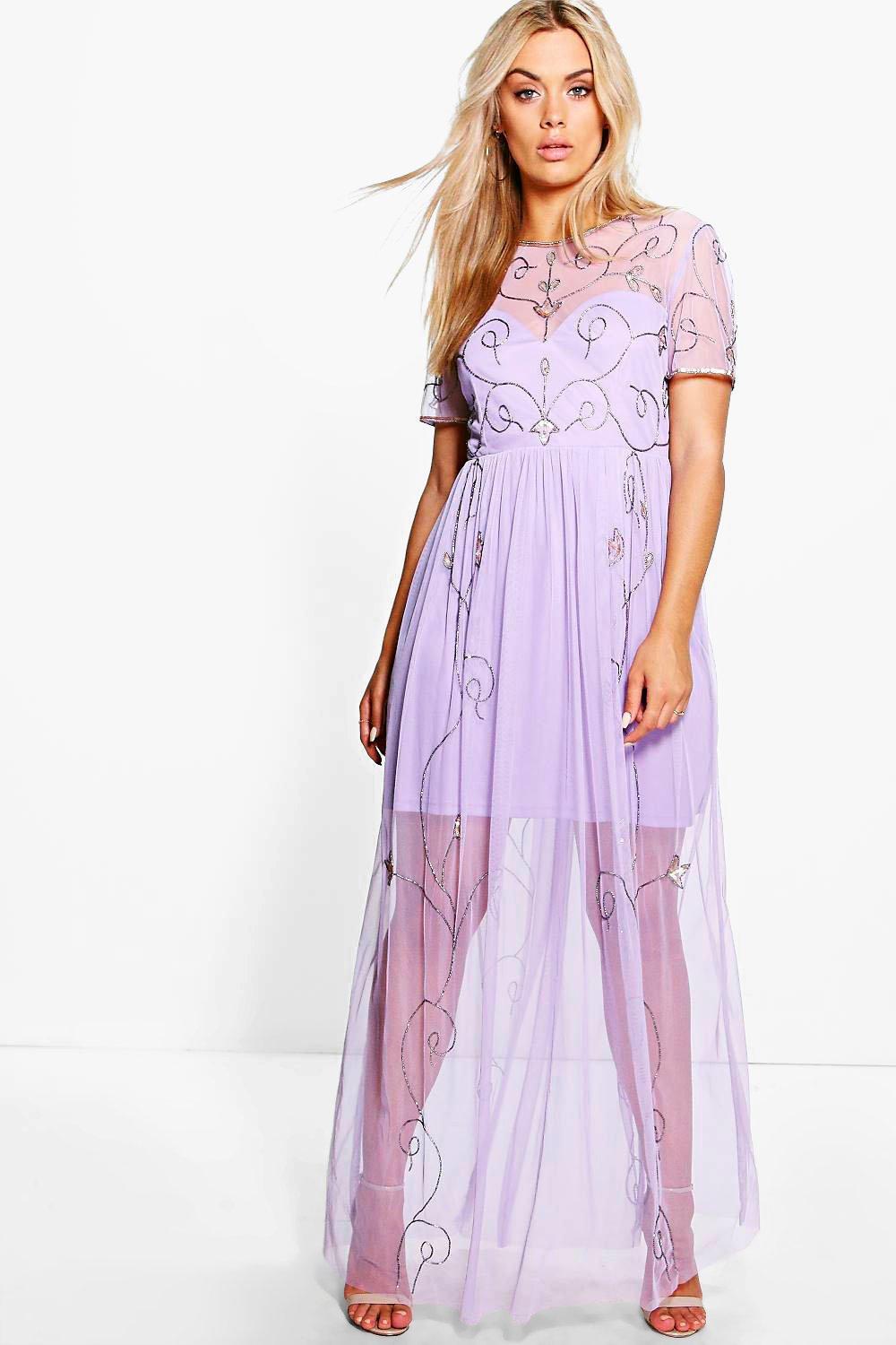 purple embellished maxi dress