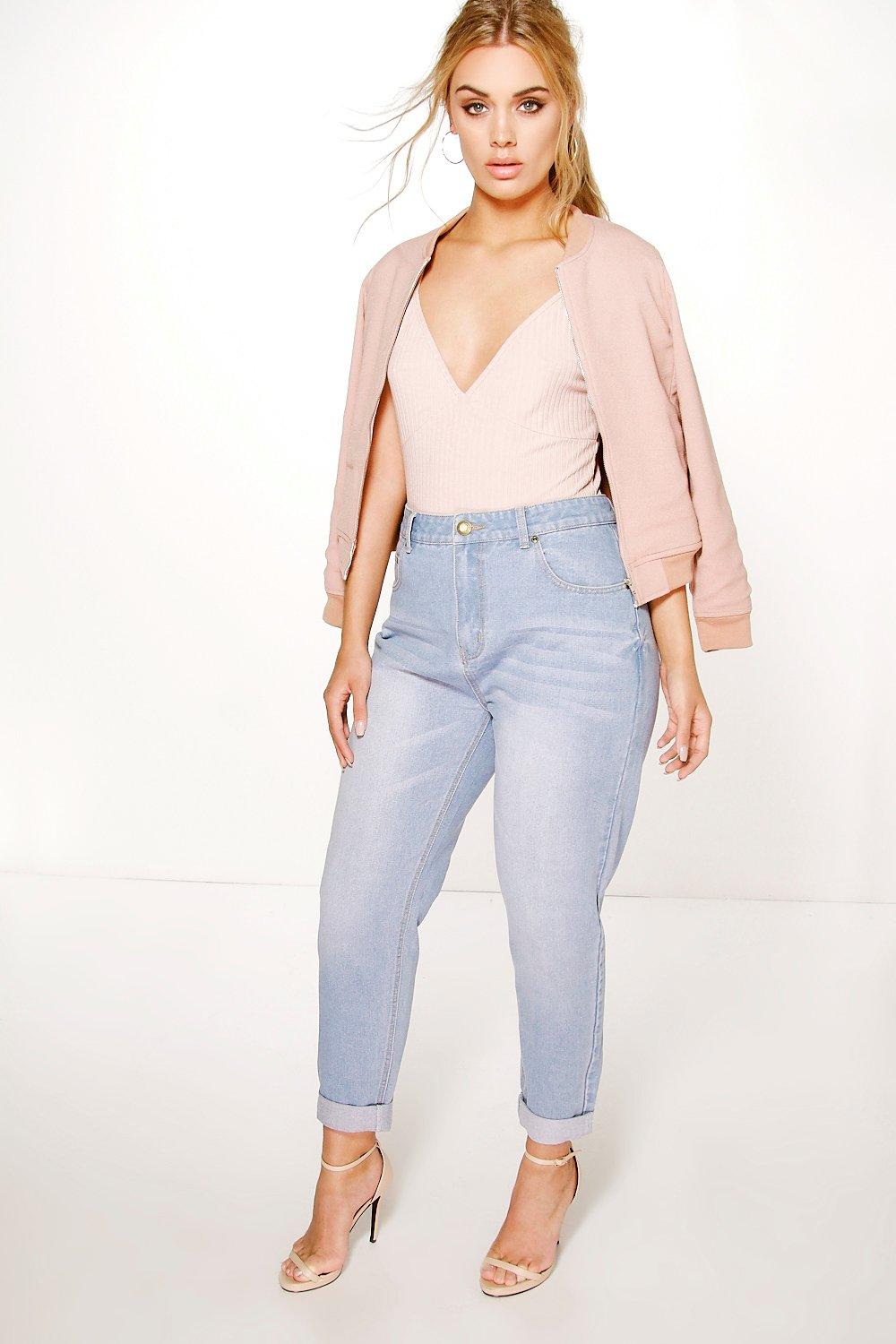 high waisted plus size mom jeans