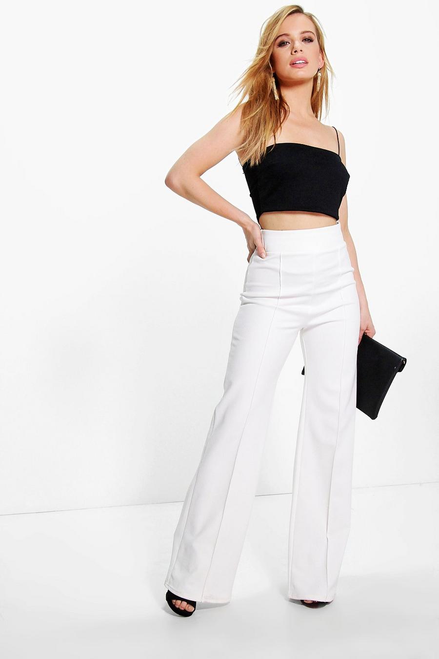 Ivory white Petite High Waisted Wide Leg Trouser image number 1