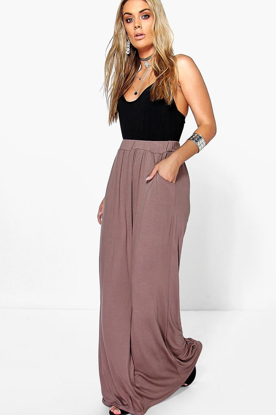 Gonna maxi Plus Size in jersey con tasca frontale, Mocha image number 1