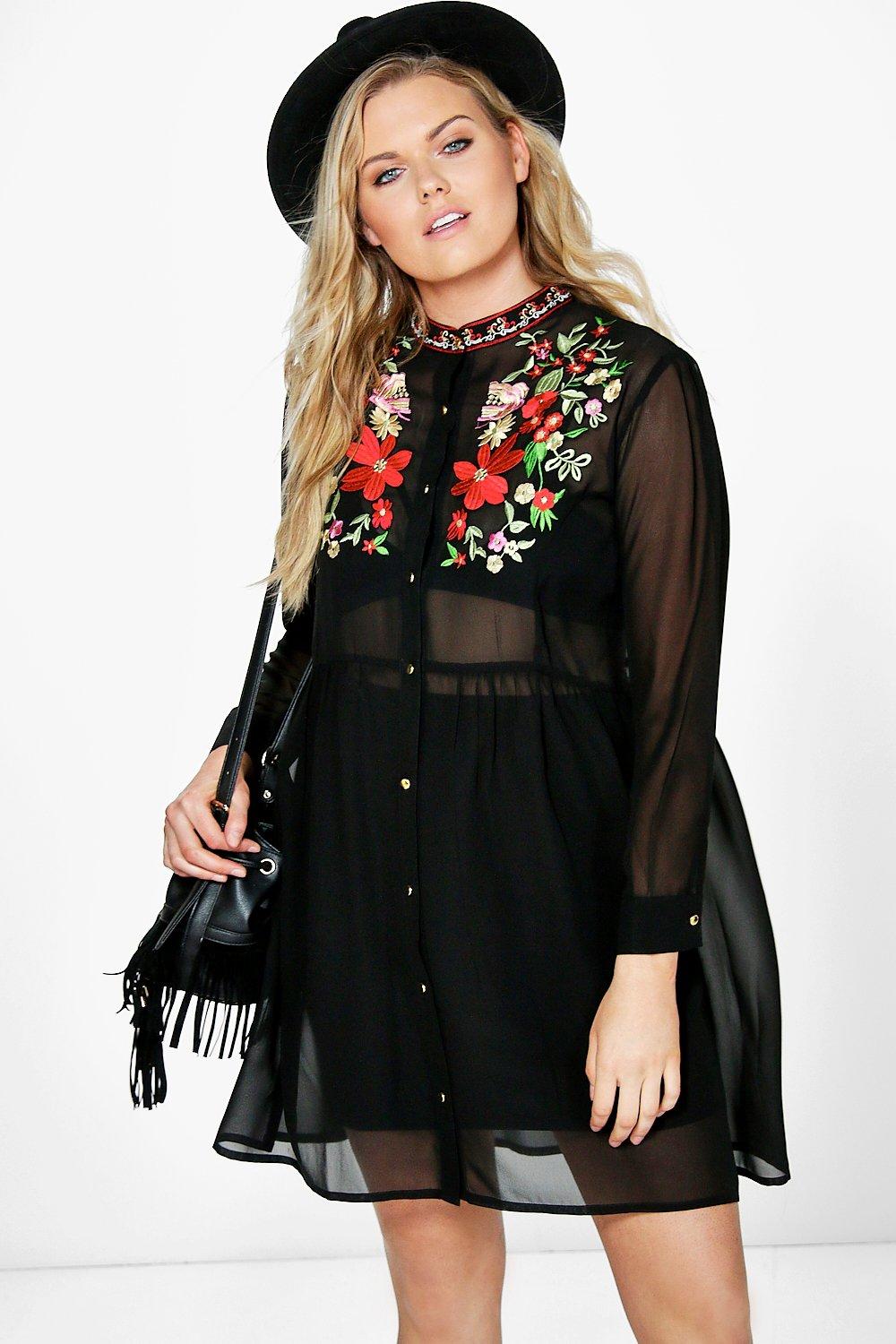 embroidered dress boohoo