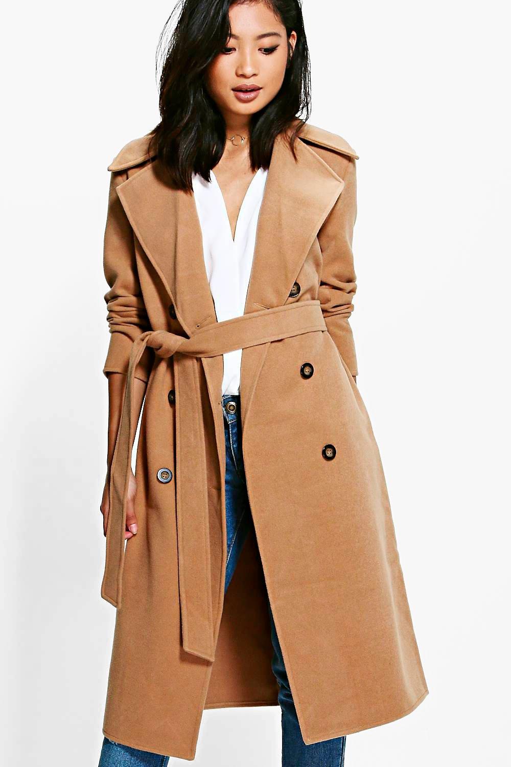 boohoo petite camel coat