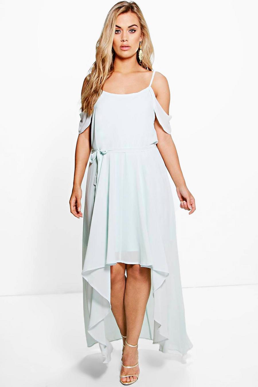 Ice Plus  Chiffon Frill Open Shoulder Dress image number 1