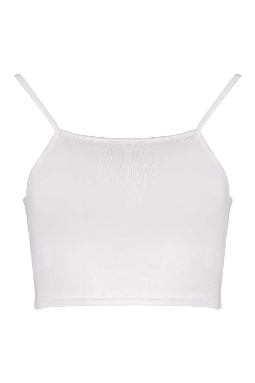 white spaghetti strap crop top
