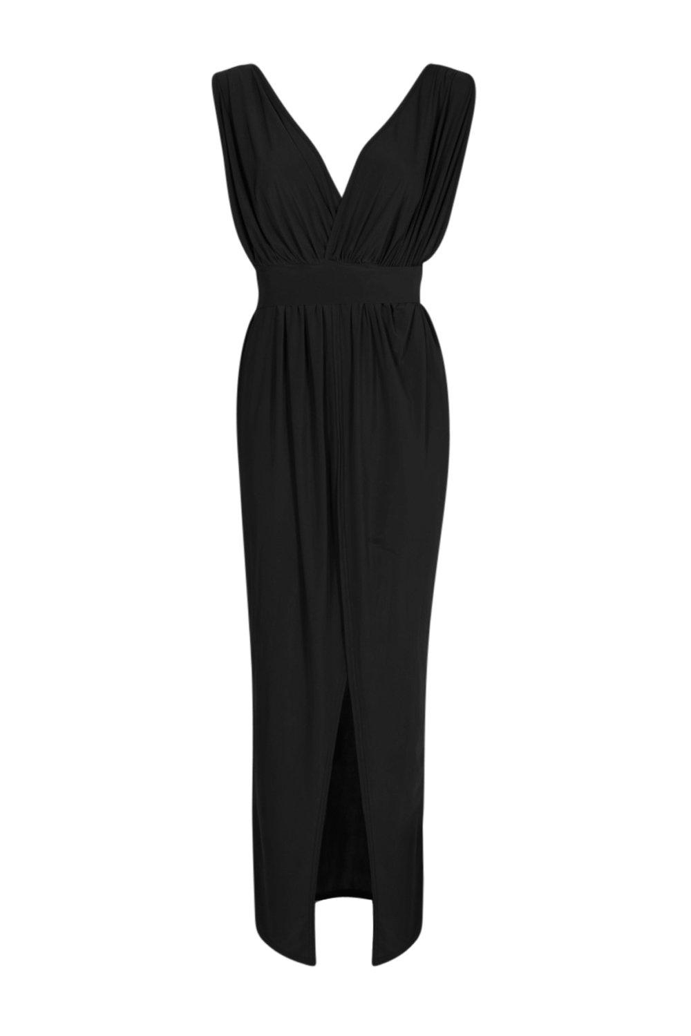 Petite Plunge Drape Maxi Dress