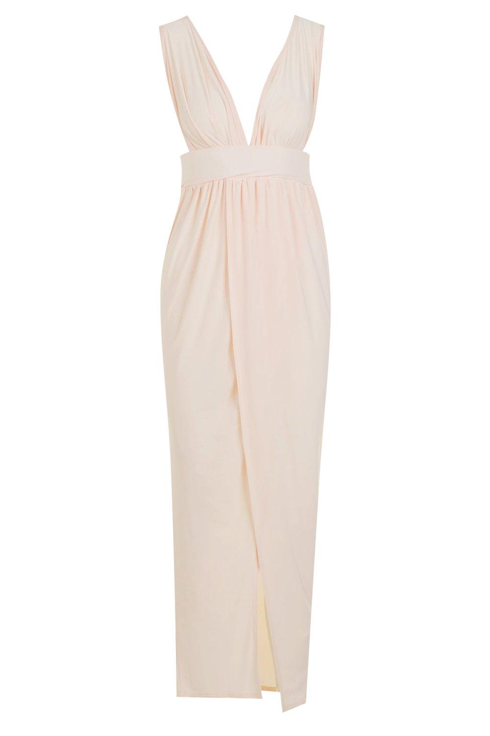 petite plunge drape maxi dress