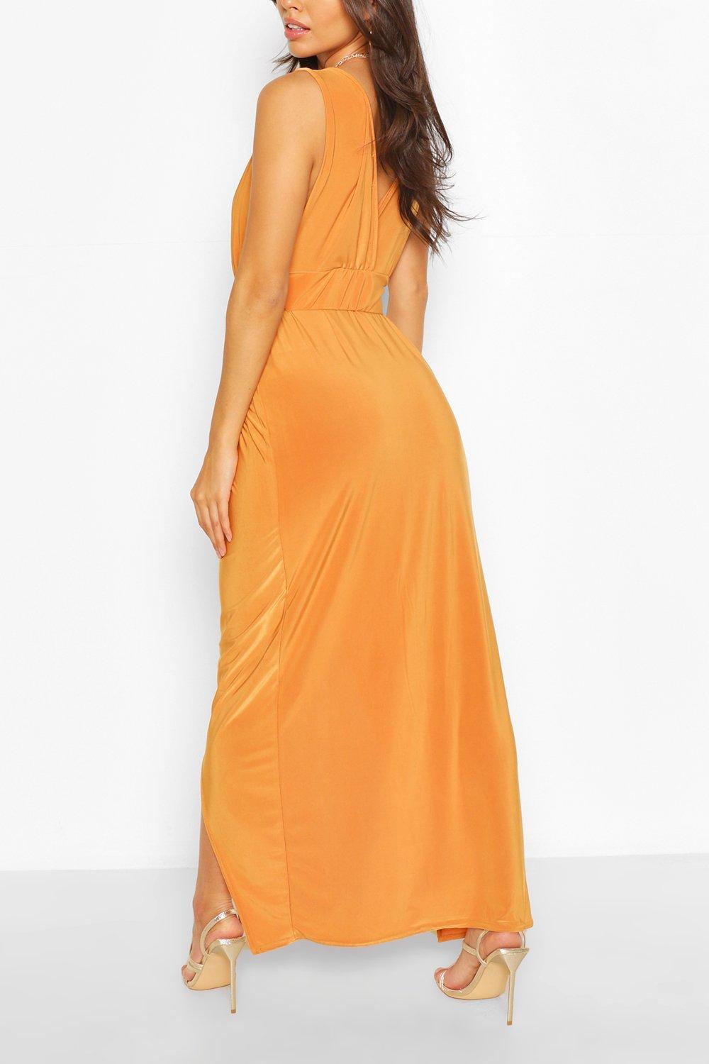 petite plunge drape maxi dress