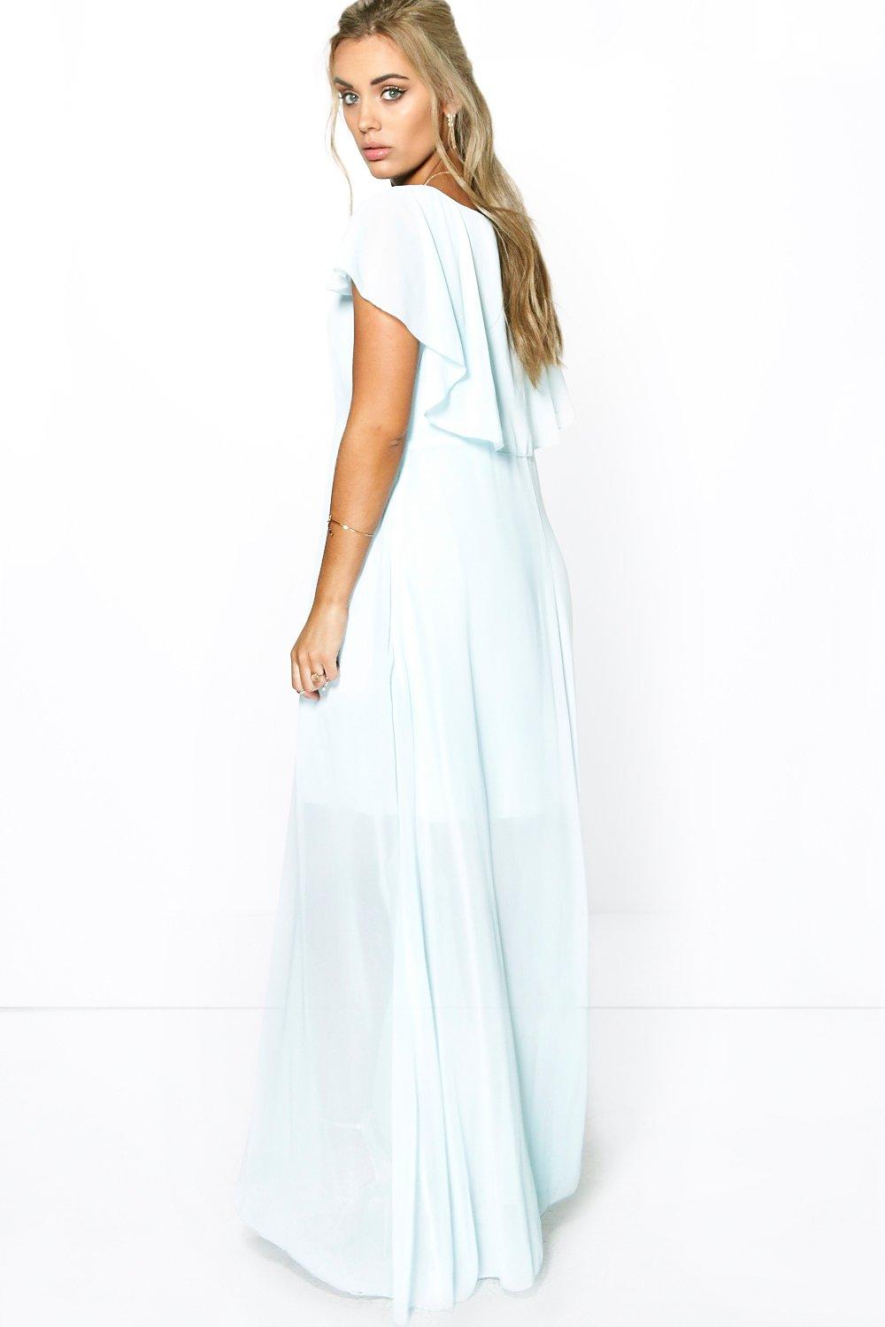 Boohoo chiffon cape 2025 detail maxi dress