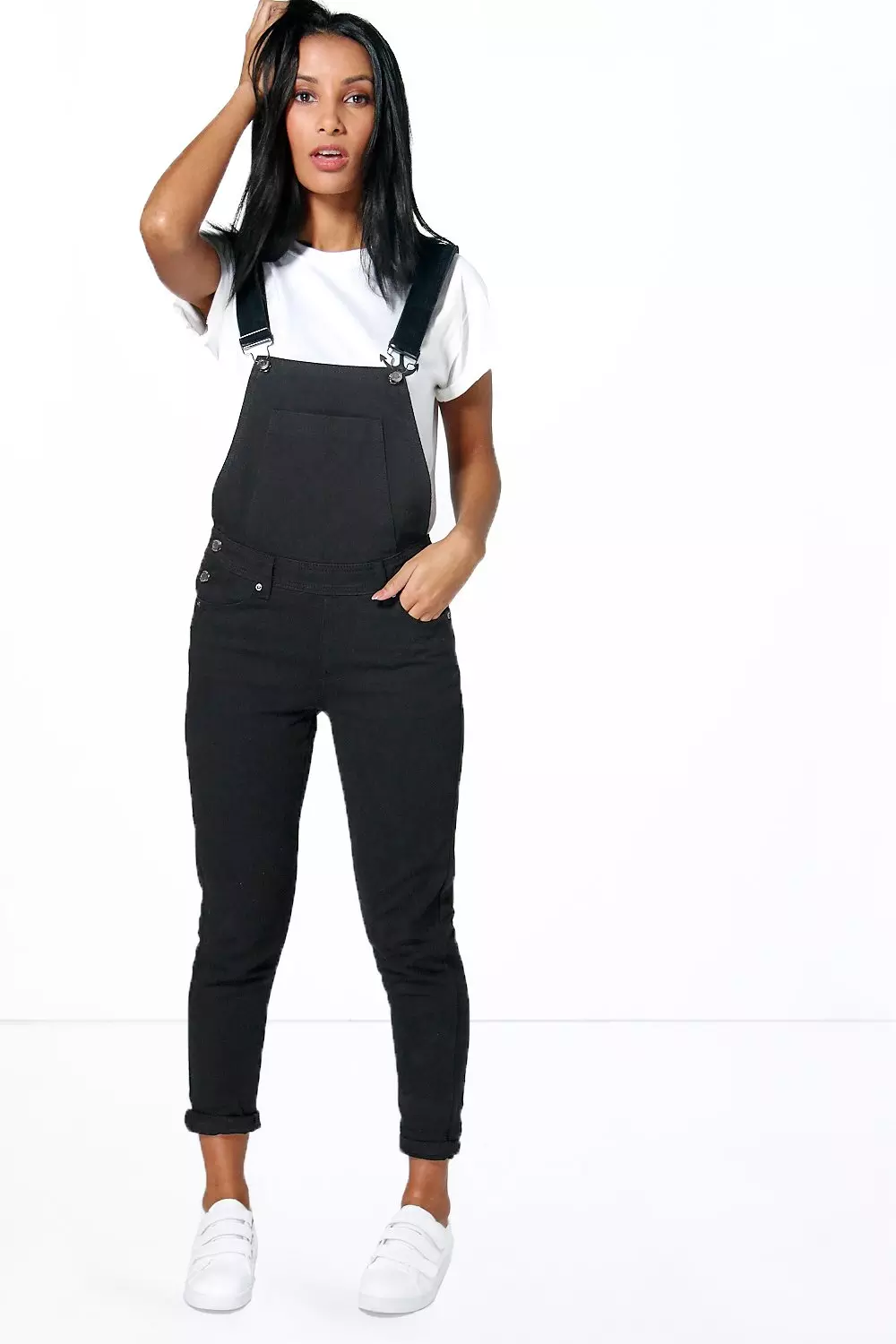 Dark denim hot sale dungarees womens