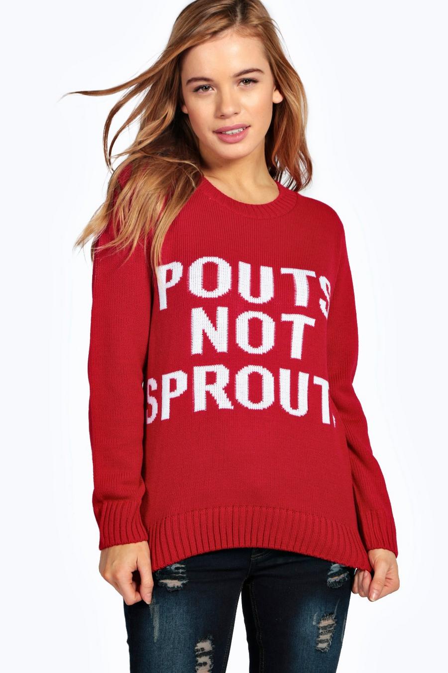 Grace taglia piccola pullover natalizio con scritta "pouts not sprouts" image number 1