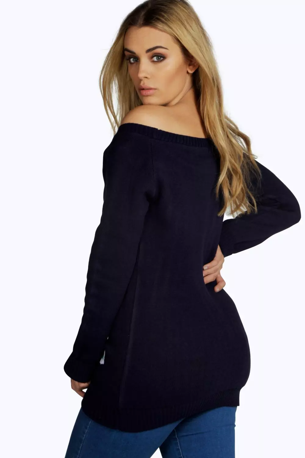 Navy off best sale shoulder jumper