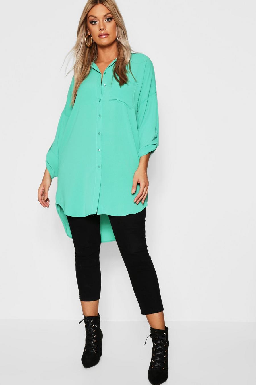 Emerald green Plus - Skjorta i oversize-modell