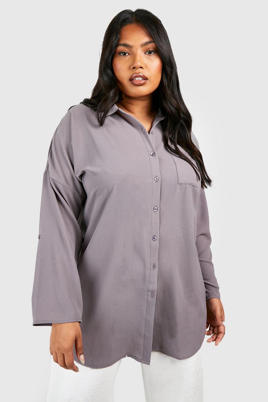 Grey grå Plus - Skjorta i oversize-modell image number 1