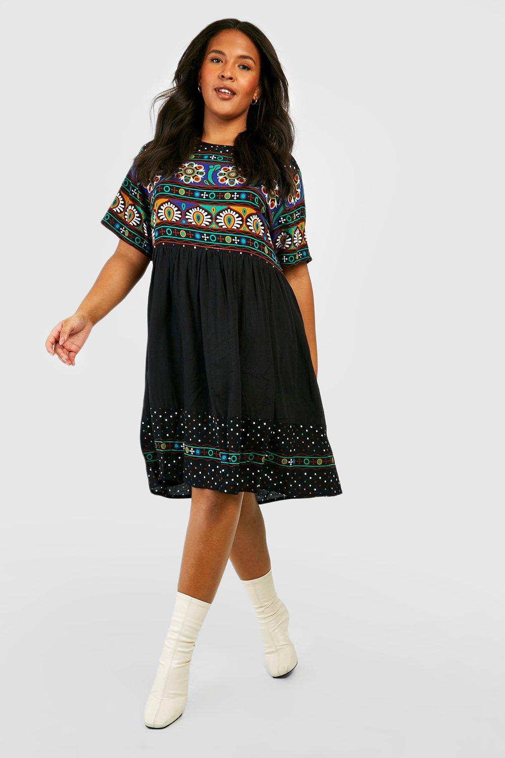 boohoo plus smock dress