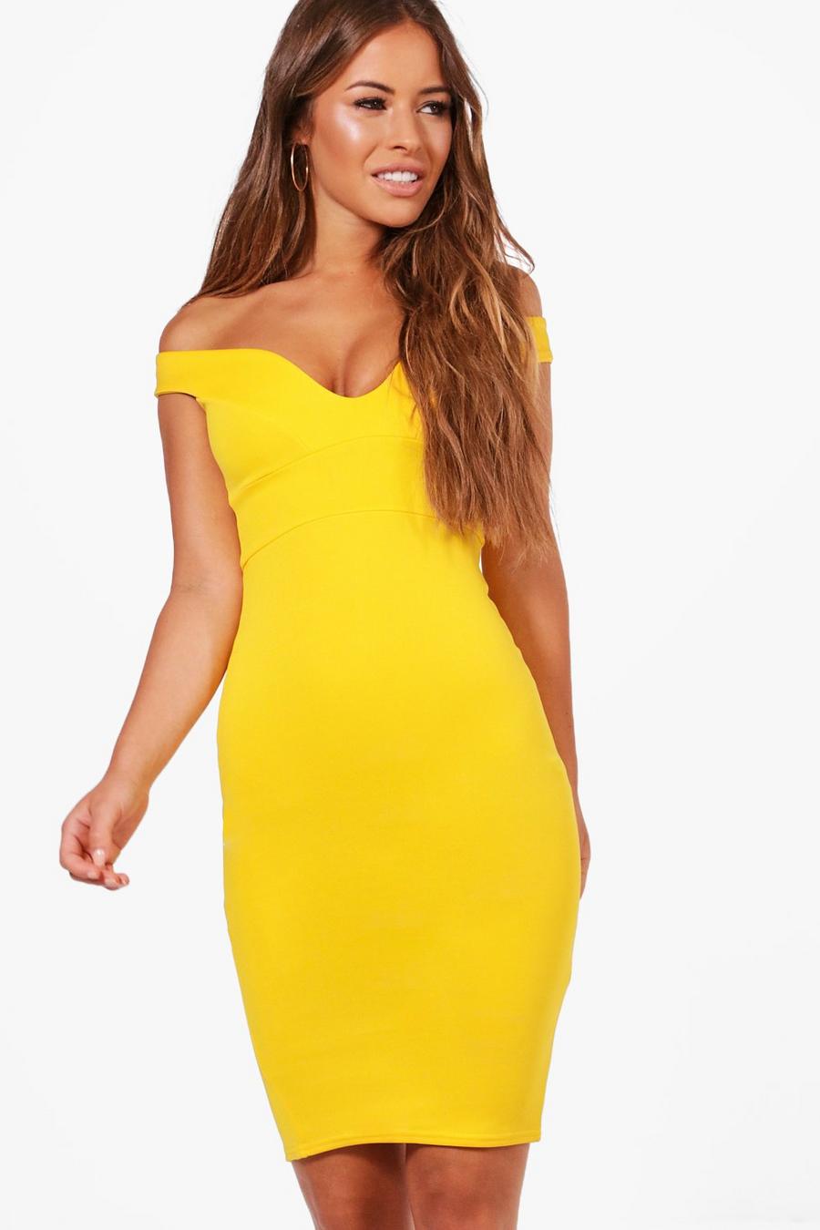 Freesia yellow Petite Off The Shoulder Dress image number 1